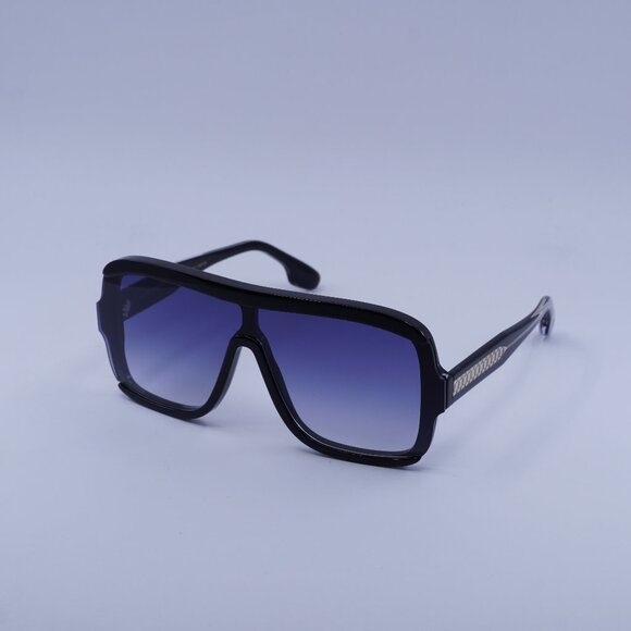 Victoria Beckham VB673S 001 Sunglasses Black Shield Frame, Blue Lenses - Picture 1 of 10